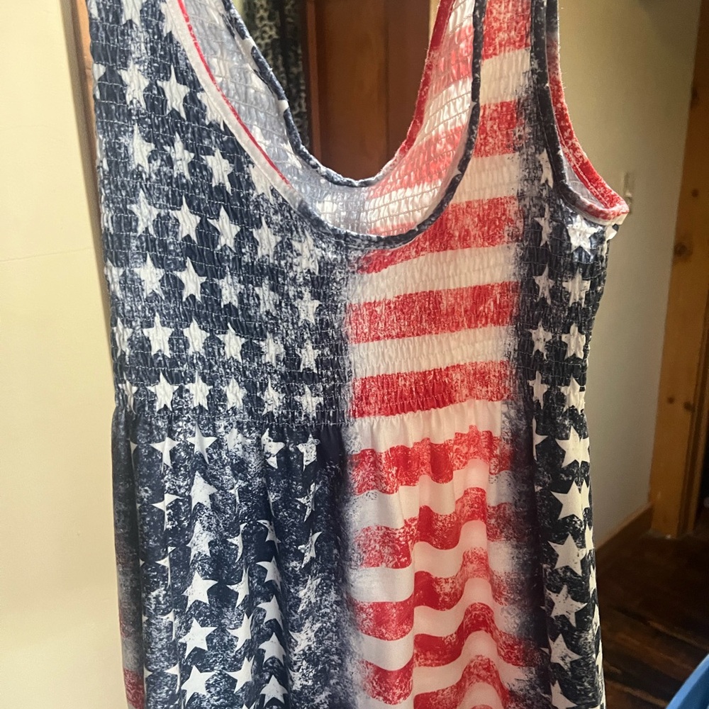 Women’s Sleeveless American Flag dress - Red, White & Blue size small